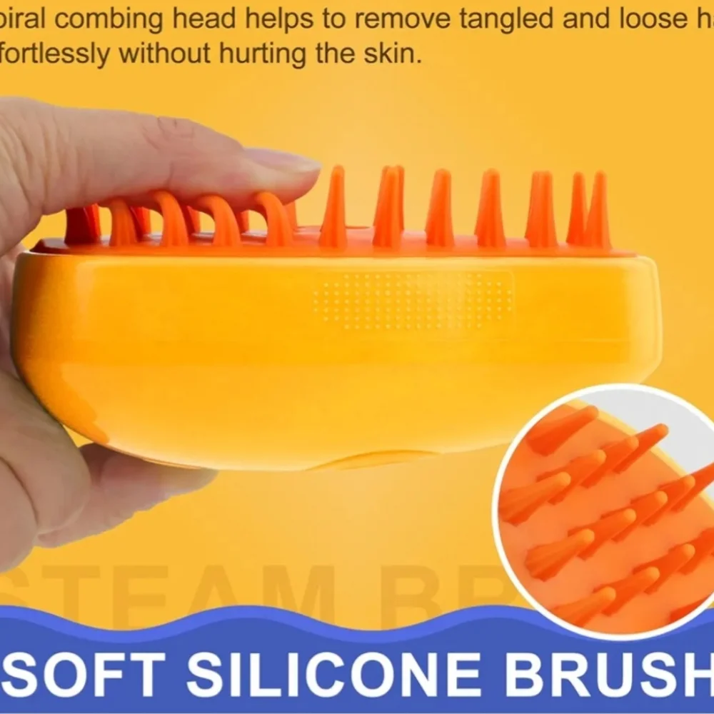 2/$25 3-in-1 Steam Pet Brush Soft Silicone Massaging Cleaning Brush Cats & Dogs